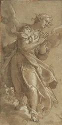 A Standing Angel and Two Cherubs