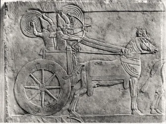 Fragment of a relief depicting the Assyrian army in battle, from the Palace of Ashurbanipal in Nineveh, c.645 BC (detail)