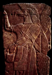 Oriental Antiquities: Detail of an Alabaster Relief Representing a Protective Genie with a Man