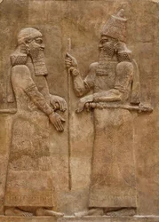 Sargon II and dignitary, relief from King Sargon