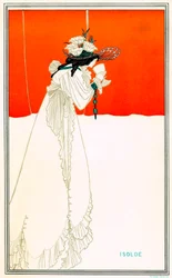 Isolde drinking the love potion by Aubrey Beardsley after the opera by Richard Wagner Tristan and Isolde - Arthurian Celtic legend - Art Nouveau - chromolithography W. Griggs