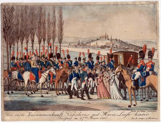 Napoleon Introducing Empress Marie-Luise to His Family Outside Pavilion Near Soissons