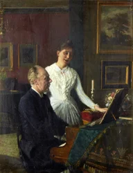Actor Peter Jerndorff and His Wife Amalie at the Piano