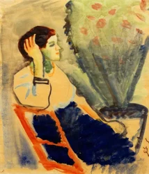 Woman on Red Chair