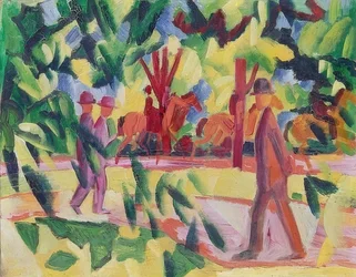 Riders and Walkers in an Avenue. 1914