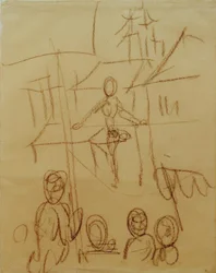 Tightrope Walker at the Market