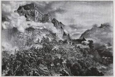Hungarian Revolution of 1848-1849: Hungarian Rebels Storm the Buda Castle on 21st May 1849 (After Lithograph by August von Pettenkofer)