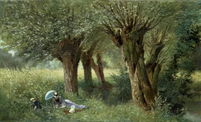 A. Allonge, In the Meadow, Painting, 1880