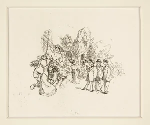 Lady Riding Cow, Other Figures, and Elephant