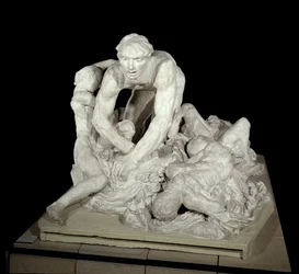 Ugolino, Count Ugolino della Gherardesca, tyrant of Pisa and traitor to the homeland, surrounded by his four children. Character from Hell in The Divine Comedy by Dante Alighieri (1265-1321). Sculpture by Auguste Rodin.