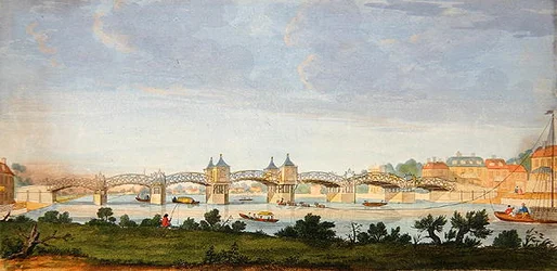 Perspective View of Hampton Court Bridge Crossing the River Thames, engraved by Charles Grignion