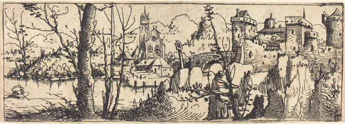Landscape with Castle at Right, Surrounded by Rocks