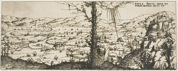 Landscape with a Tree in Center of Foreground