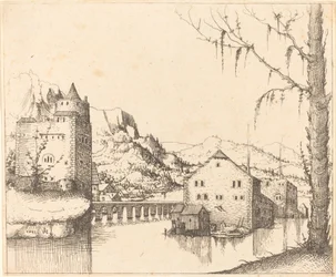 River Landscape with Island Houses