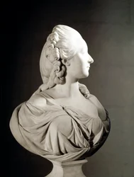 Portrait of Jeanne Becu, Countess (or Madame) du Barry (1743-1793), marble sculpture by Augustin Pajou (1730-1809), Paris, Musée du Louvre - Madame du Barry, born Marie Jeanne Becu
