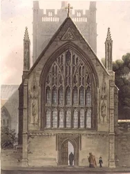 Exterior of Merton College, facing the north window of the Ante chapel, illustration from the 