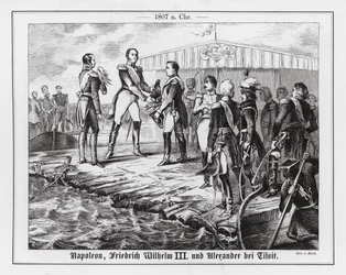 Meeting of Napoleon, King Frederick William III of Prussia and Tsar Alexander I of Russia at Tilsit