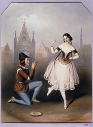 Carlotta Grisi as Esmeralda and Jules Perrot as Gringoire - La Esmeralda, Ballet in 3 Acts
