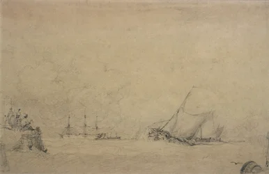 Lugger Making for the Mouth of a Harbour