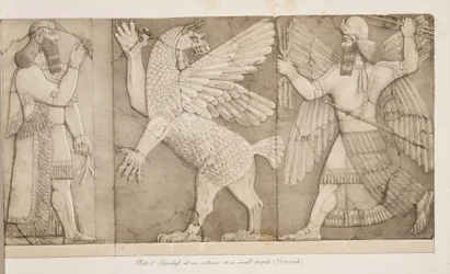 Basreliefs at an entrance to a small temple, from Monuments of Nineveh