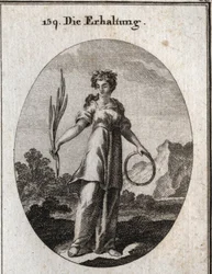 Allegory of Conservation. The Cedar Branch is Incorruptible but is Also the Emblem of Conservation and the Circle That of the Continuity of Succession. She Wears a Crown of Aromatic Plants That Were Used by the Egyptians to Preserve the Dead. Engraving in 