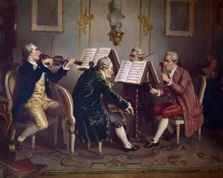 String quartet playing a Mozart work, chamber music