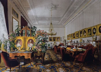 The hall of Archduchess Sophia in the Hofburg in Vienna, ca 1854, Austria