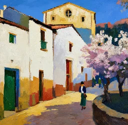 Blossoming Village Street