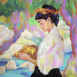 Contemplative Woman With Bread