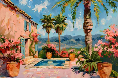 Mediterranean Poolside Garden