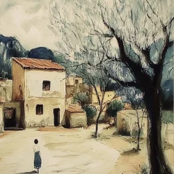 Mediterranean Village Scene
