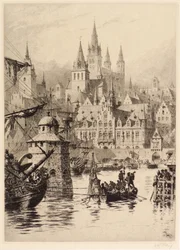 Gothic Towers and River, Cologne