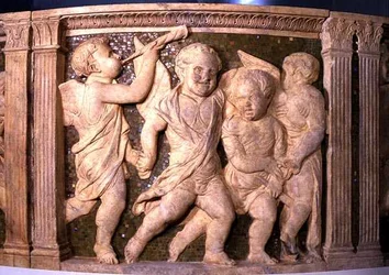 Post-restoration panel No.VI from the exterior pulpit of Prato Cathedral