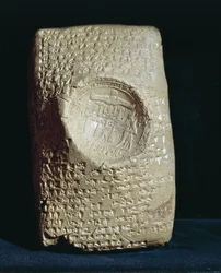 Tablet written in Babylonian cuneiform syllabic from the ruins of ancient Ugarit