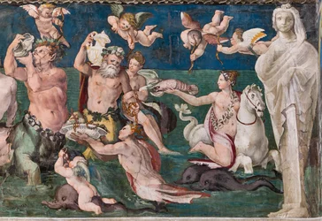 Triumph of Venus, marine scene with dolphins and cupids