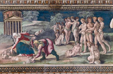 Deucalion and Pyrrha throwing stones