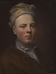 Portrait of a Young Man Wearing a White Cap