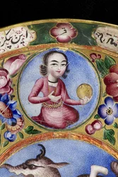 Lidded Bowl, Saucer and Spoon with Astrological Decoration (early 19th century)
