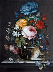 Vase of Flowers on a Ledge