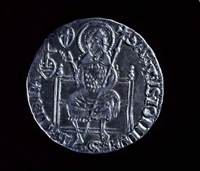 Reverse of a large guelf depicting St. John the Baptist, minted 1376