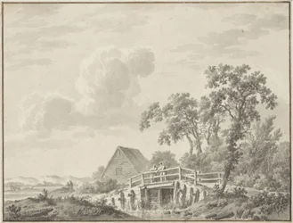 Landscape by a Dune Edge with a Fisherman