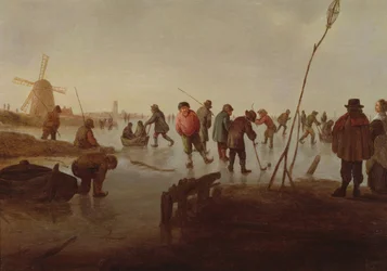 Figures Skating on Frozen Waterway