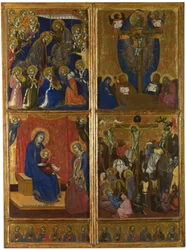 The Coronation of the Virgin. The Trinity. The Virgin and Child with Donors. The Crucifixion. The Twelve Apostles