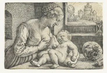 Mary with Child at Breast and Skull