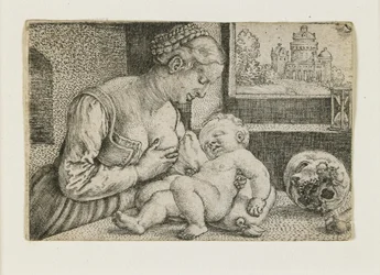 Mother and Child with Skull and Hourglass, c. 1528-1530