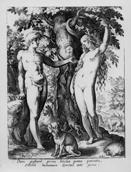 Adam and Eve, engraved by Hendrik Goltzius, 1585