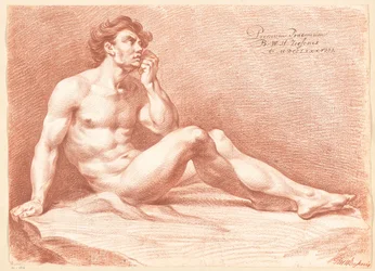 Seated Male Nude, Seen from the Side (1st Prize 1788)