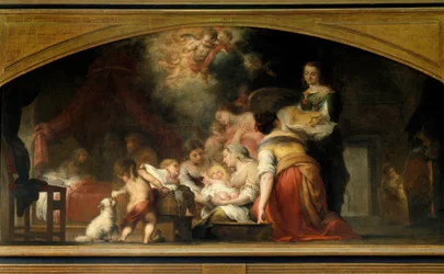 The Birth of the Virgin Mary. Painting by Bartolomé Murillo (1618-1682), 1661. H. 1.79 x 3.49 m, Paris, Musée du Louvre