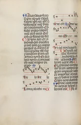Missale: Fol. 121v: contains music for Hely Hely Lama etc. within St. Mattion Passion, 1469