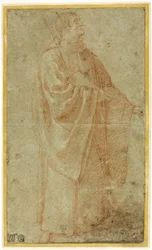 Standing Monk Holding a Book and Staff
